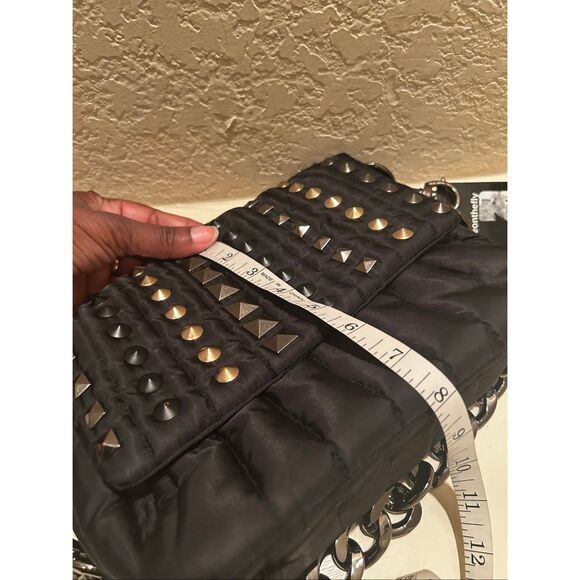 Think Royln The Studded Bar Bag Black Quilted Nylon Puffer Purse Edgy Punk NWT - Picture 13 of 14
